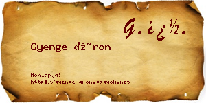 Gyenge Áron névjegykártya